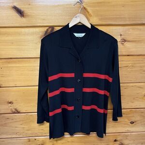 Exclusively Misook Cardigan women's size XL red black collared plus size XL